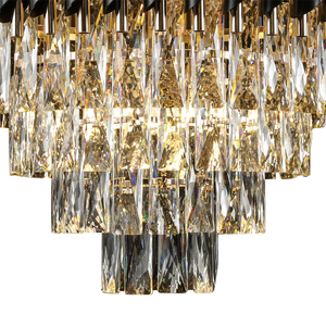 Lustre rond en cristal K9 en fer noir mat doré brillant 8*E14 LED, luminaires suspendus de luxe - Product Image 4