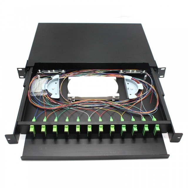 19 Inch 1U SC/FC/LC/ST 12 Port 24 Cores Optical Distribution Frames Fiber Optic Patch Panel (odf) Rack Mount for FTTH