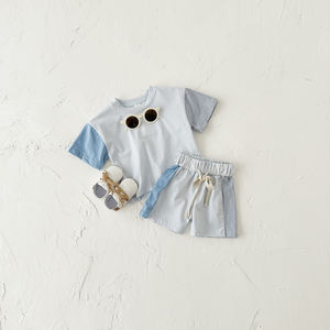 子供用サマーウェア,子供用カラーブロックTシャツ半袖セットカジュアル2個1〜4歳用子供服 - Product Image 4