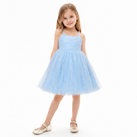 Robe de princesse en tulle pour filles, à bretelles spaghetti, longueur genou, motif étoile pailleté, respirante, idéale pour les fêtes d'été et les vacances