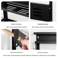 Étagère de rangement magnétique pliable à double couche pour le réfrigérateur de la cuisine avec un porte-serviettes en papier, étagère de rangement pour les assaisonnements
