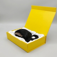 Boîte d'emballage cadeau magnétique de luxe personnalisée à faible MOQ, recyclable, pour perruques et extensions de cheveux, avec insert en satin