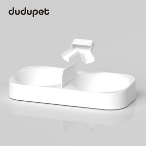 Comedero doble de acero inoxidable Dudupet, forma ovalada, desmontable, antideslizante, fácil de limpiar, apto para alimentos, para perros y gatos - Product Image 4