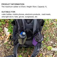 Support de bouteille de téléphone portable tactique Molle en UHMWPE 750ML/1000ML personnalisé OEM pour sac à dos, poche portable pour course, camping, randonnée en extérieur