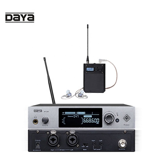 Professional Stage In-Ear Monitor System 2-Channel 125db Wireless Microphone Amplifier White Earphones Metal Headphone for