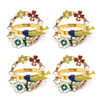Anneau de serviette en métal de haute qualité motif oiseau de printemps, support de serviette pour la table