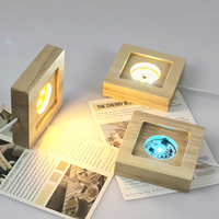 Interrupteur USB lumineux et solide créatif veilleuse moderne pour la maison lampe en cristal 3D décoration de base en bois à LED