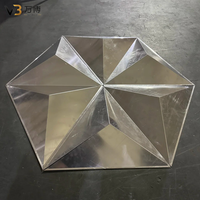 Panneaux de plafond en aluminium sur mesure, facettés en pyramide 3D, couleur or champagne, placage en aluminium revêtu de PVDF pour hall d'hôtel, restaurant