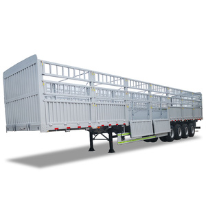 Semi-<span class=keywords><strong>remorque</strong></span> à plateau à 4 essieux robuste, charge utile de 50 tonnes, <span class=keywords><strong>remorque</strong></span> à clôture, cadre Q345B, 13 m de long, pour le transport de matériaux de construction et miniers - Product Image 1