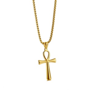 Colgante de Cruz Ankh al por mayor, Collar con Colgante de la Llave de la Vida Egipcia, Colgante de Cruz de Acero Inoxidable Dorado Barato - Product Image 1