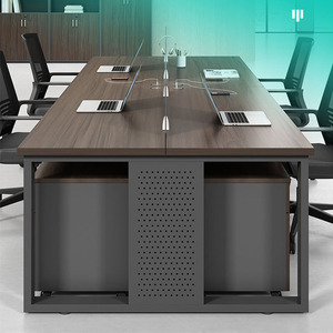 Mesa de trabajo de oficina personalizada, mueble de <span class=keywords><strong>escritorio</strong></span> con forma de <span class=keywords><strong>L</strong></span>, 6 plazas, <span class=keywords><strong>para</strong></span> seis <span class=keywords><strong>personas</strong></span>, centro de llamadas - Product Image 2