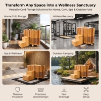 Baignoire froide mobile en bois Ploutara avec roues, revêtement en acier inoxydable 304, isolation 50 mm, bain de glace, pour la maison, la salle de sport, le spa, OEM, extérieur, moderne, Balboa