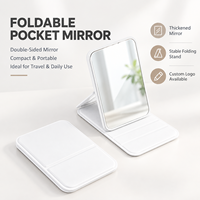 Miroir de maquillage portable de qualité supérieure, mini format, pliable, en cuir PU, pour le voyage