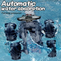 Voiture télécommandée amphibie dinosaure 2,4 GHz avec double commande, camion RC étanche avec pulvérisation et lumière, jouet pour enfants