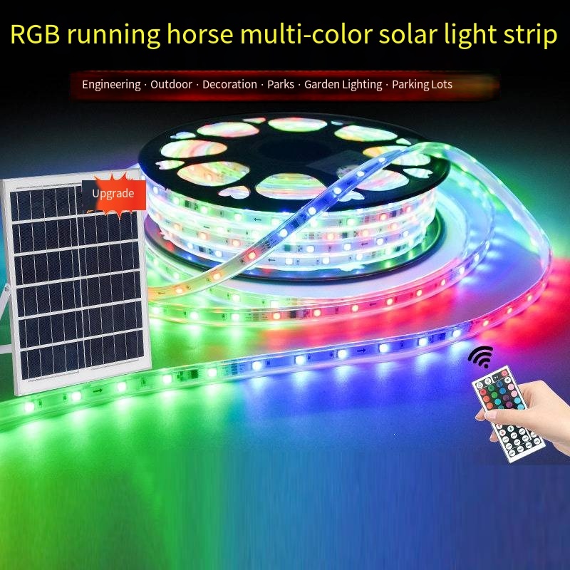 Outdoor Waterproof Solar LED Strip Lights Villa Garden Decoration Architectural Landscape Lighting RGB Flexible Strip Lights