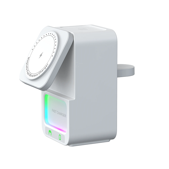 4 in 1 Magnetic Wireless Charging Station, Foldable Wireless Charger Stand with Blue Tooth Speaker