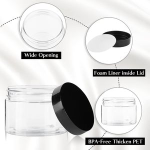 Frascos de Crema Cosmética Transparentes de PET de 60 ml, 100 ml, 200 ml, 250 ml con Tapa Negra para Loción y Limpiador Facial, Impresión de Serigrafía Personalizada - Product Image 3