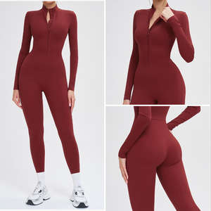 Tuta Sportiva Autunno Inverno Corta con Imbottitura, Abbigliamento da Allenamento per Donna, Completo da <span class=keywords><strong>Palestra</strong></span> con Mezza Zip, Outfit Sportivo <span class=keywords><strong>Femminile</strong></span> - Product Image 5