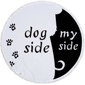 Custom Design Gift 60 Inch Round Microfiber <strong>Beach</strong> <strong>Towel</strong> with Tassel Trimn Dog Side My Side Pet - Inspired Design Roundie <strong>Towel</strong> - Product Image 2
