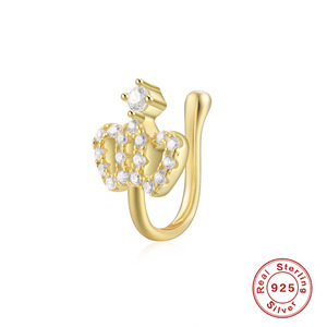 Gaby S925 Plata Faux Nariz Anillo Cuerpo Moda Nariz Cuff CZ Ninguno Piercing Nariz Clip Joyería al por mayor para mujeres Latón principal - Product Image 5
