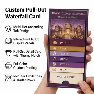 Tarjetas de agradecimiento personalizadas para boda con diseño de cascada y pestañas con fotos de la ceremonia y la recepción. - Product Image 1