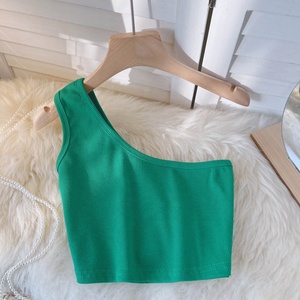 Una spalla Crop Top <span class=keywords><strong>donna</strong></span> <span class=keywords><strong>canotta</strong></span> <span class=keywords><strong>a</strong></span> coste Sexy Tube Basic White Plain Tank Top - Product Image 4