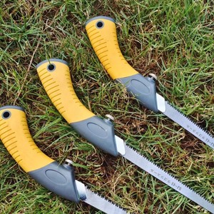 Mini scie murale 150 mm en acier à haute teneur en carbone, scie à main pour arbres fruitiers et bâtiments, lame de rechange incluse, poignée jaune-grise - Product Image 5