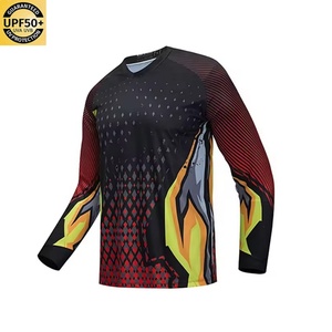 เสื้อยืดแขนยาวผู้ชาย พิมพ์โลโก้ได้ ระบายอากาศ แห้งเร็ว ป้องกันรังสียูวี UPF 50 สำหรับขี่มอเตอร์ไซค์และแข่งรถ - Product Image 4