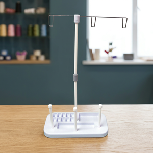 AA0206 3 Spool thread Stand w/plastic | Stick Stand with Oval Base and Metal Hanger for Hand Knitting <b>Tools</b> - Product Image 3
