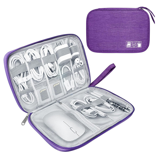 Custom Logo Portable Travel Cable Bag Pouch Cable Gadget Zipper Wire Tech Organizer Holder Case Bag Travel Charger Storage Case
