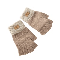 Gants tricotés demi-doigt d'automne et d'hiver Gants acryliques chauds sans doigts pour femmes