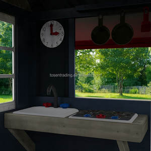 บ้านเด็ก Outsunny หลังคาพลาสติก สำหรับเด็กอายุ 3-7 ปี พร้อมรั้ว ชั้นวางต้นไม้ บ้านไม้สนามหลังบ้าน และกระท่อม - Product Image 5