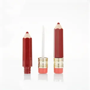 In Stock 5ml Brown Mini Pencil Lipstick Tube Red Cute Pencil Lip Gloss Tube Clear Lip Gloss Tube