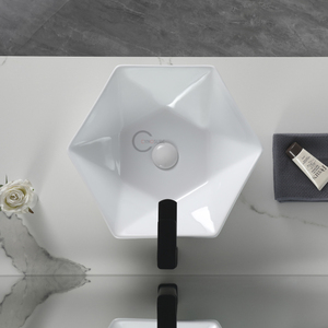 Vasque hexagonale de salle de bain, lavabo en céramique mince, lavabo artistique pour lavage des mains - Product Image 3