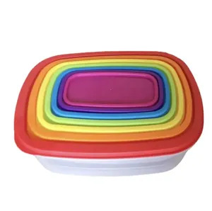 7pcs rainbow Food Storage Container Box <b>Set</b> Kitchen Accessories Safety Kids' <b>Lunch</b> Boxes - Product Image 1