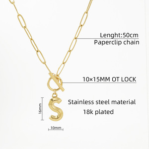 Collar con Inicial de Moda TD para <span class=keywords><strong>Mujer</strong></span>, Cadena Minimalista de Acero Inoxidable para Clavícula, Chapado en Oro de 18K, Estilo Europeo Americano, para Fiesta - Product Image 6