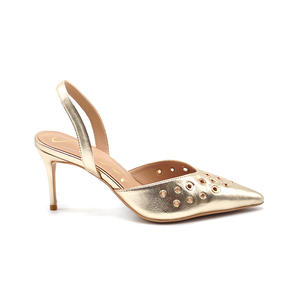 2025 dernière mode noir PU sandales à talons hauts femmes fronde dos <span class=keywords><strong>Mules</strong></span> à talons bout pointu goujons en métal été automne accessoires - Product Image 4