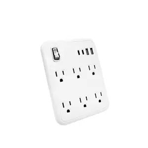 125V Amerikaanse Stopcontact Uitbreiding Adapter 6 Manieren Muur Tap Ac Socket 2 Usb Een 2 Usb C 3.1A power Strip