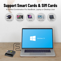 Lecteur de carte SIM USB 2 en 1 ZOWEETEK, lecteur/graveur de carte à puce ISO 7816, sans pilote, lecteur de carte intelligente pour ordinateurs et ordinateurs portables
