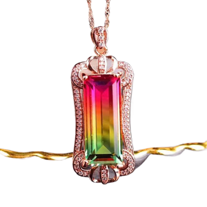 Nuevo Collar con Colgante de Turmalina Sandía, Mineral Original, <span class=keywords><strong>para</strong></span> Mujer, Regalo <span class=keywords><strong>para</strong></span> <span class=keywords><strong>Mejor</strong></span> Amiga, Joyería de Alta Gama - Product Image 1