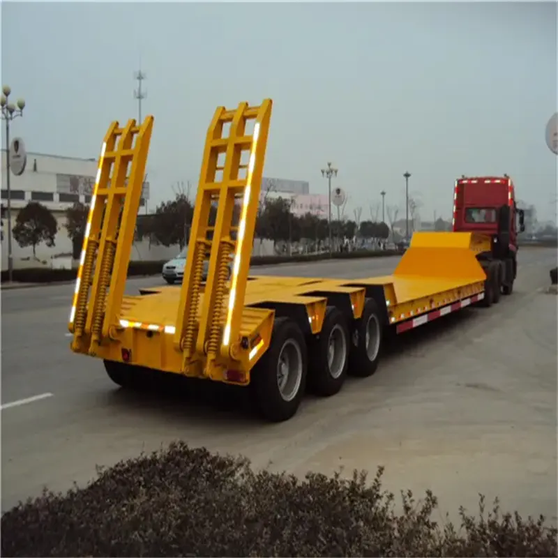 3 4 Axle 60 Tons 18 Meter Car Carrier Excavator Transport Semi Trailer Tandem Tag Lowbed Trucks Trailer