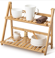 Étagère de rangement de bureau à double niveau en bois en forme de triangle pour la cuisine, le salon, la garde-robe