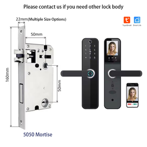 Nút mở cửa điện tử không cần chìa khóa Khóa cửa thông minh có <span class=keywords><strong>camera</strong></span> và vân tay Chống nước Wifi/BT Khóa cửa gỗ nhôm Khóa kỹ thuật số - Product Image 4