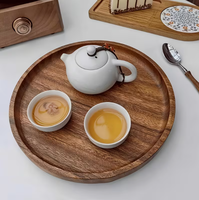 Ensemble de plateaux de service en bois, plateaux ronds pour le thé, le café, le petit-déjeuner, la cuisine, la salle à manger, la décoration de table du salon