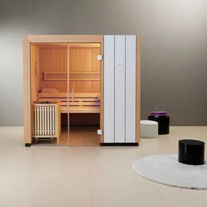 Mini Sauna <span class=keywords><strong>de</strong></span> vapor familiar para interiores <span class=keywords><strong>de</strong></span> madera maciza para 2-3 personas con estufa eléctrica para villas, función <span class=keywords><strong>de</strong></span> vapor húmedo - Product Image 2