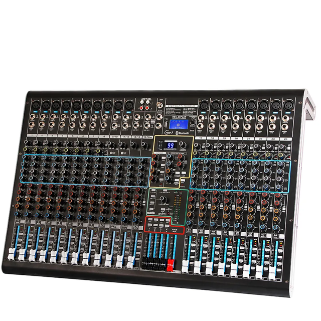 DX24C Professional Audio Mixer Built-in 99 Kinds of DSP Reverb Effect 24 Channel Audio Mixer for Stage Usb Audio Mixer