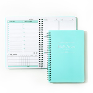 Agenda con Copertina Robusta in PP, Pianificatore Settimanale, Schede Laminato, Rilegatura a Doppio Anello, Elastico, Planner Mensile A5 - Product Image 3