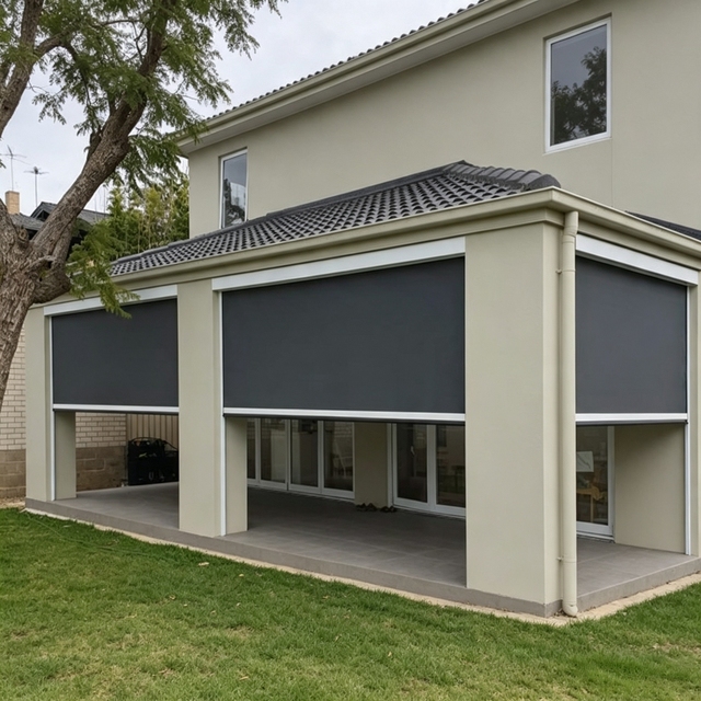 Outdoor External /Internal Install Electric Zipscreen Customize Roller Blinds Sunshade Side Blind Windproof