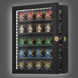 Minifigura Display Case Figuras Building Block Toy Caja de madera con 98% Puerta de vidrio acrílico con protección UV con LED - Product Image 1