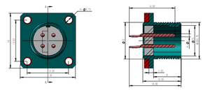 Mx12 4-Pins Hermetische Elektrische Connector Voor Vacuümsystemen
